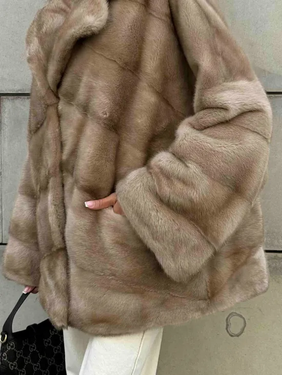 Полушубок автоледи из меха норки цвет пастель - фото 2