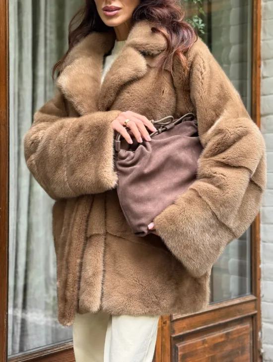 Полушубок норковый (бежевый) - фото 1