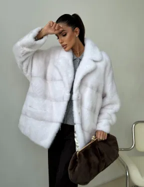 Белый норковый полушубок - фото 12