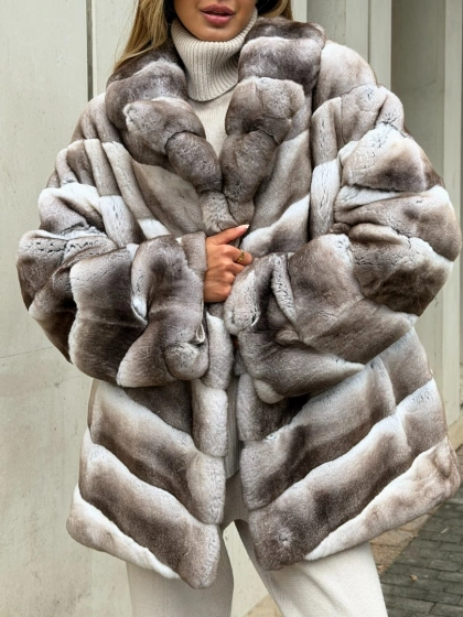 Шуба из меха шиншиллового кролика PREMIUM COLLECTION - фото 1