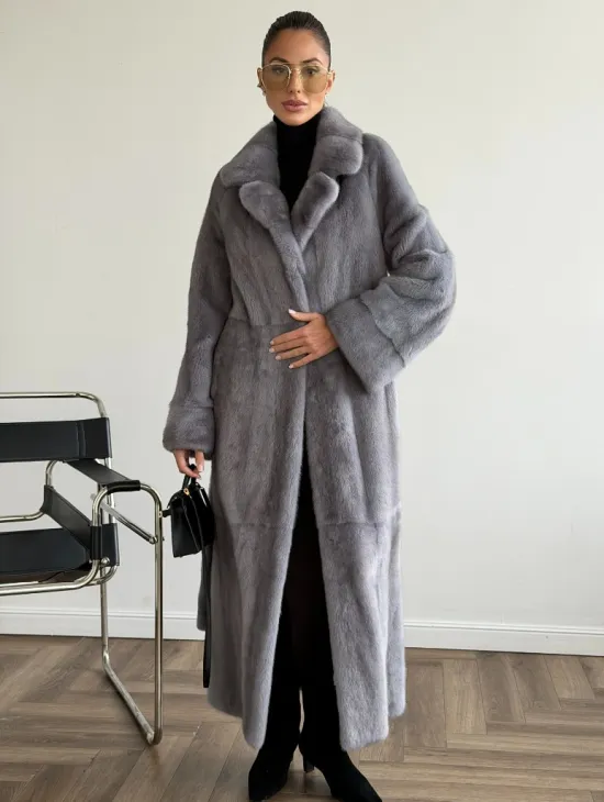 Голубая норковая шуба - фото 0