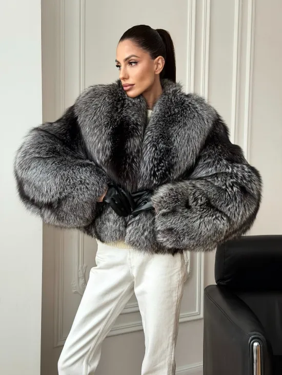 Кроп-шуба из чернобурой лисы - фото 10