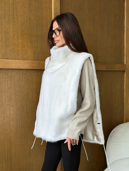 Белая норковая манишка - фото 8