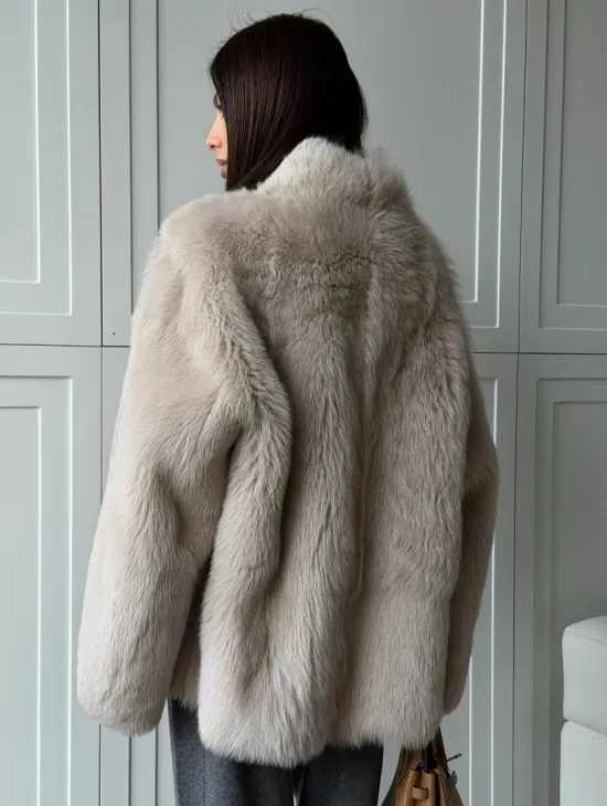 Бежевая дубленка из тосканы - фото 7