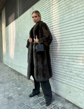 Классическое пальто из меха соболя седина 1/2 - фото 6