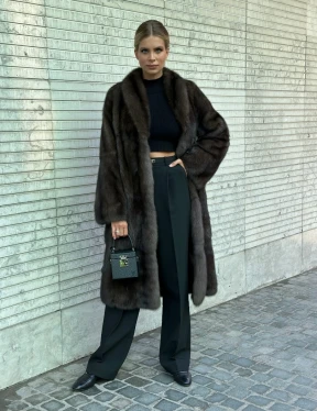 Классическое пальто из меха соболя седина 1/2 - фото 1